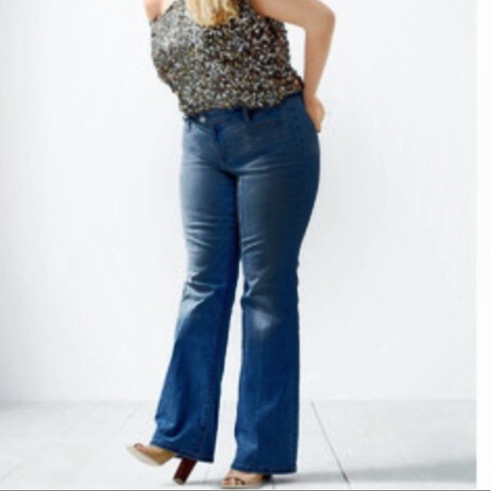 Lane Bryant Dark Wash Genius Fit Flare Jeans